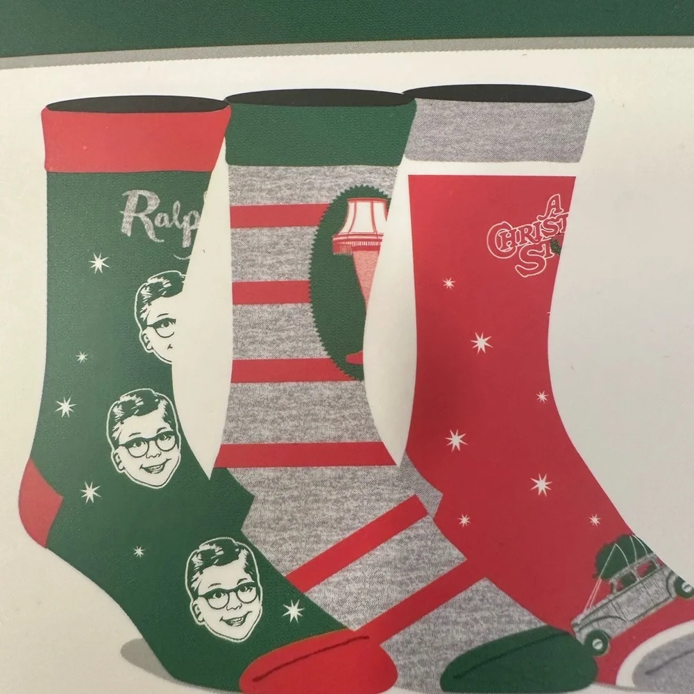 🆕Pack of 3 A Christmas Story Socks